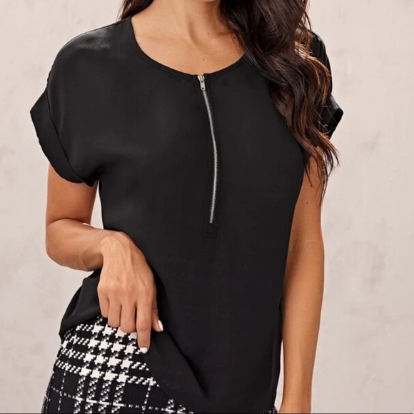 Boho zipper detail v neck blouse - Picture 3 of 16